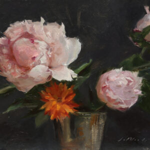 Original Oil Painting "Peonies on black"